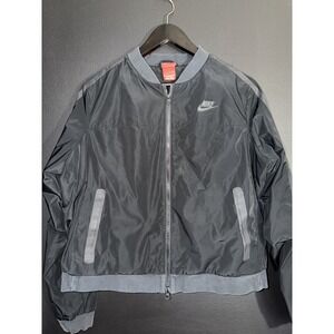 Nike Jacket Womens L Black Bomber Lightweight Windbreaker NSW Tech Pack Swoosh